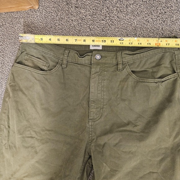 Flint And Tinder Pants Mens 36x32 Green Tapered Fit 5 Pocket Chino Casual - Picture 3 of 9